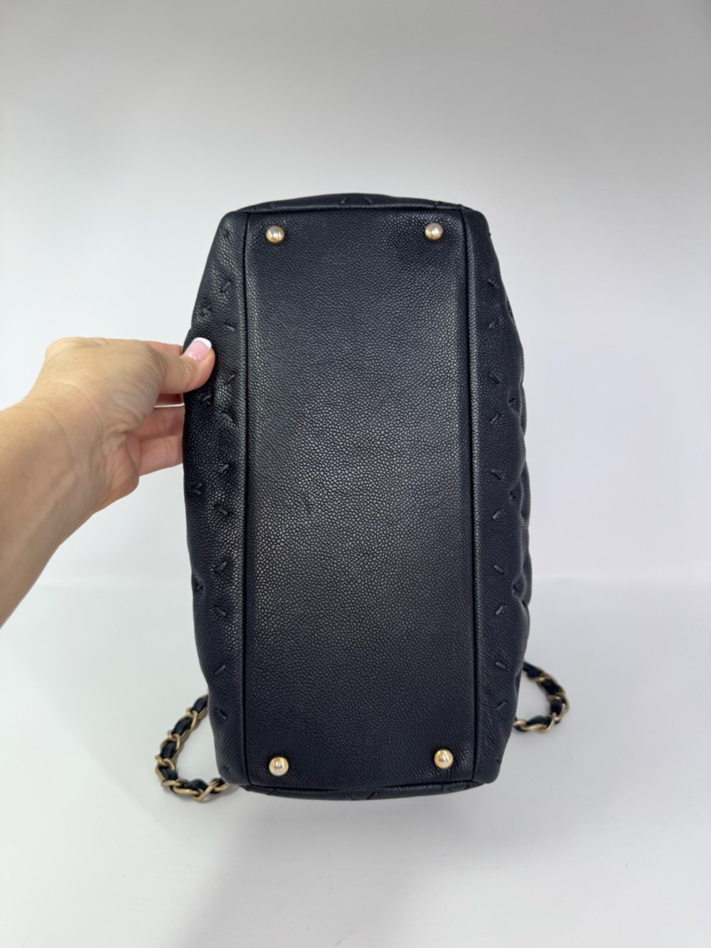 Authentic CHANEL Wild Stitch Tote in Black Caviar Leather with Gold Hardware - Picture 15 of 16